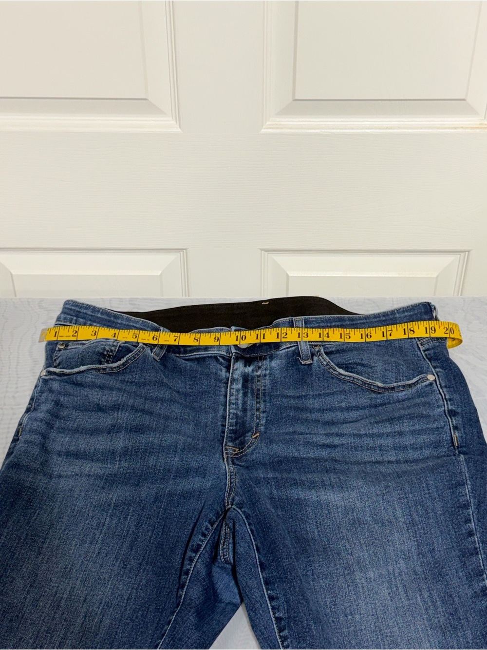 Dark Blue Cropped Distressed Women's Jeans - Picture 3 of 6